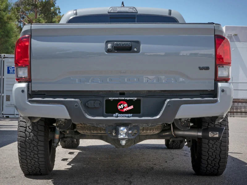 aFe 16-22 Toyota Tacoma Apollo GT Series 2.5in. - 3in. 409 SS Cat-Back Exhaust System w/ Black Tip - Back View