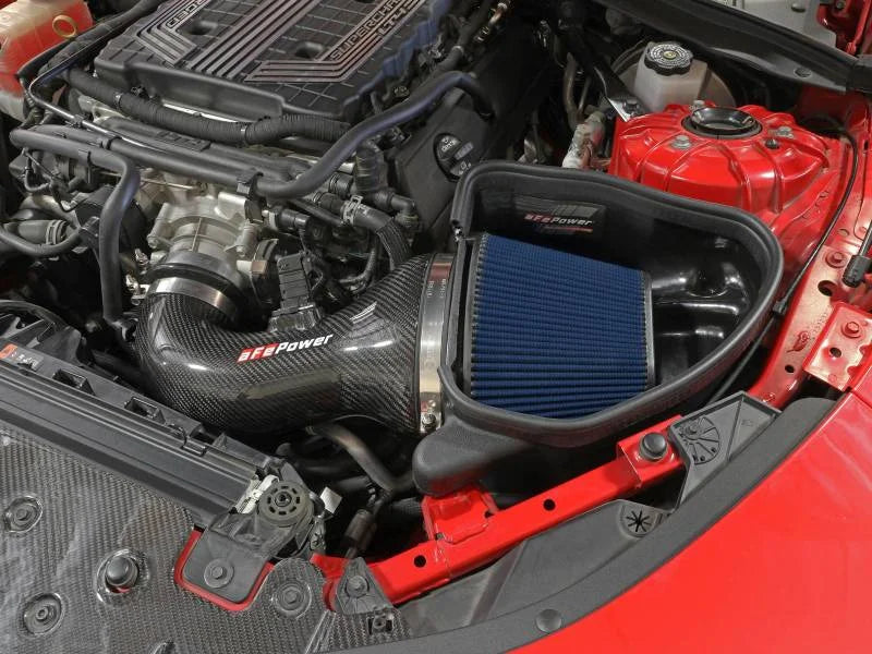 aFe 17-12 Chevrolet Camaro ZL1 (6.2L-V8) Track Series Carbon Fiber CAI System w/ Pro 5R Filters - Side View