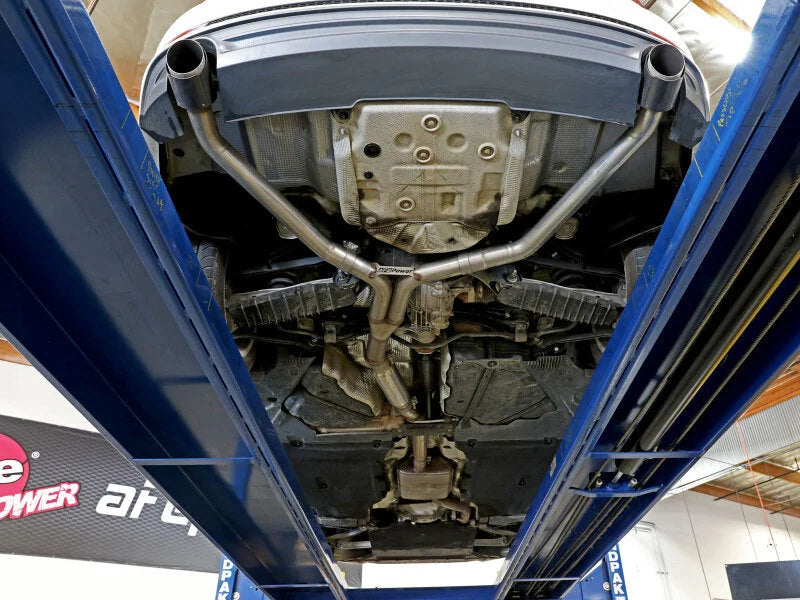 aFe 17-19 Audi A4 (B9) MACH Force-Xp 3in to 2.5in 304 SS Cat-Back Exhaust System-Dual SS Tips - Installation View