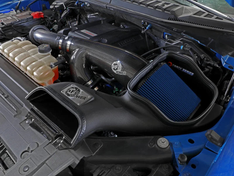 aFe 17-20 Ford F-150/Raptor Track Series Carbon Fiber Cold Air Intake System With Pro 5R Filters - Side View