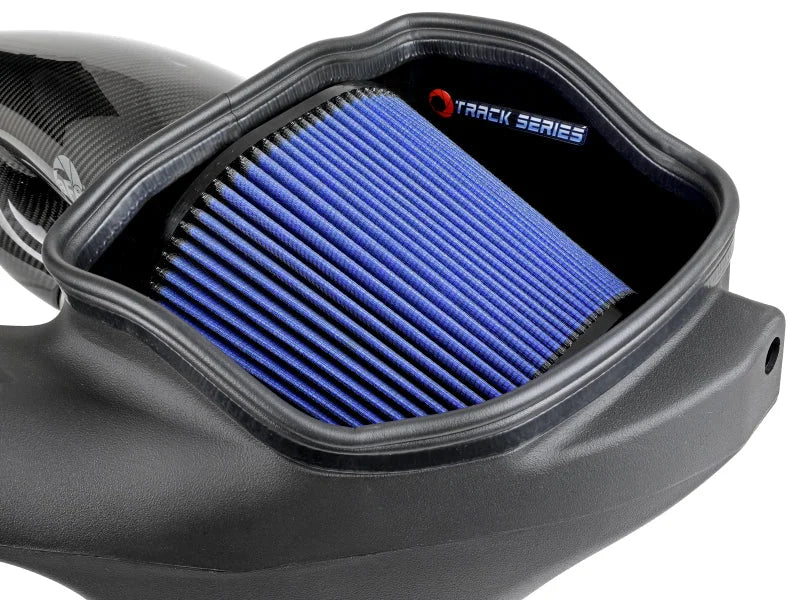 aFe 17-20 Ford F-150/Raptor Track Series Carbon Fiber Cold Air Intake System With Pro 5R Filters - Back View