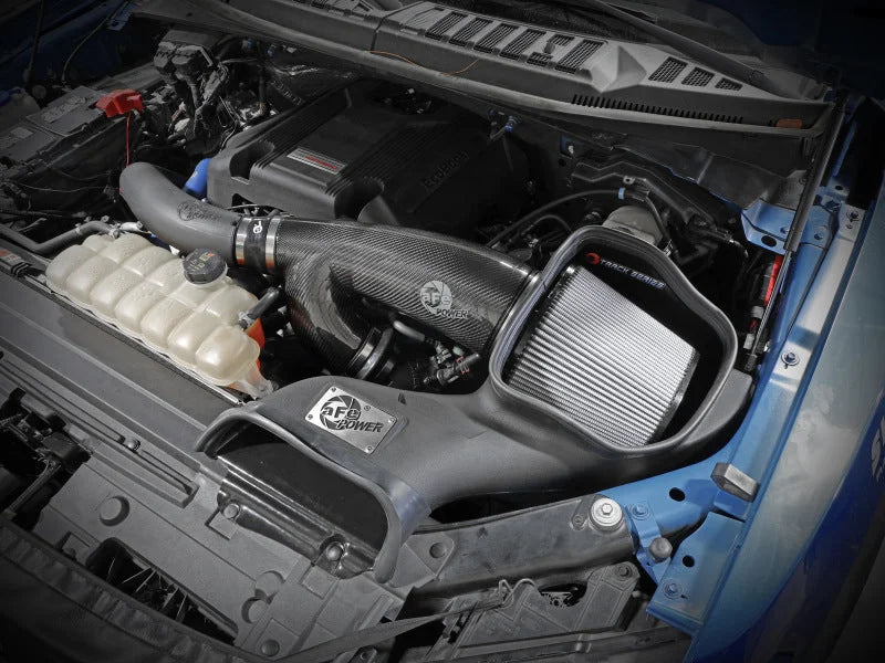 aFe 17-20 Ford F-150/Raptor Track Series Carbon Fiber Cold Air Intake System With Pro DRY S Filters - Side View