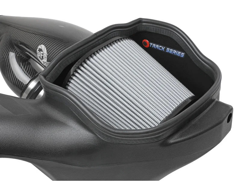 aFe 17-20 Ford F-150/Raptor Track Series Carbon Fiber Cold Air Intake System With Pro DRY S Filters - Back View