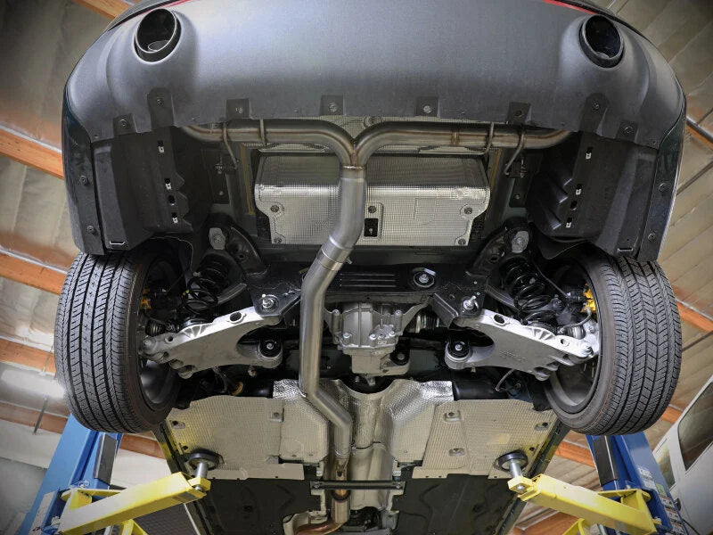 aFe 17-21 Alfa Romeo Giulia L4-2.0L (t) Mach Force-Xp 2in to 2-1/2in 304SS Axle-Back Exhaust - Side View