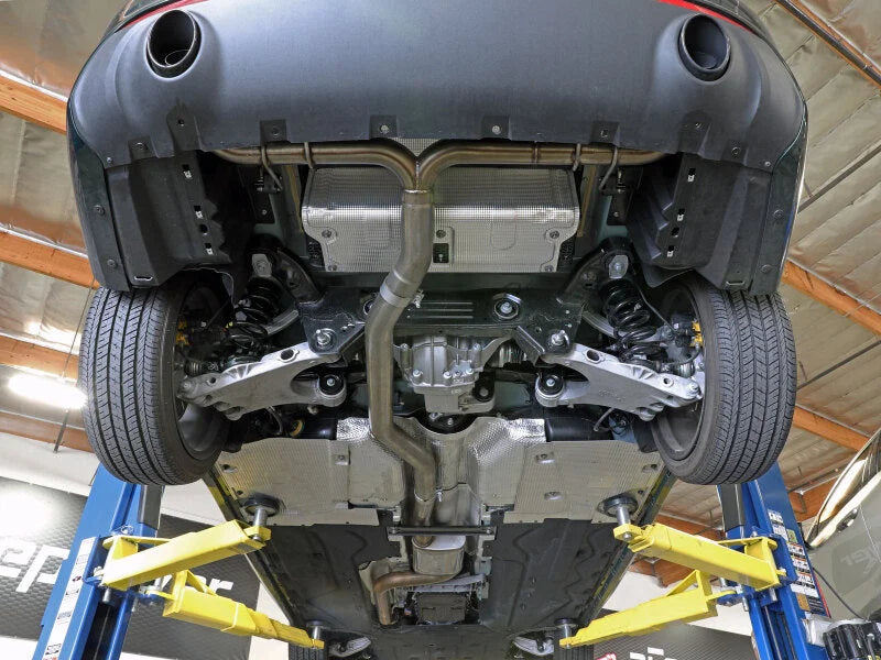 aFe 17-21 Alfa Romeo Giulia L4-2.0L (t) Mach Force-Xp 2in to 2-1/2in 304SS Cat-Back Exhaust - Side View