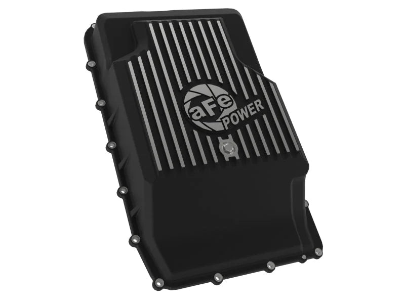 aFe 17-24 Ford F-150 10R60/10R80 Pro Series Rear Transmission Pan Black w/ Machined Fins - Additional View 6