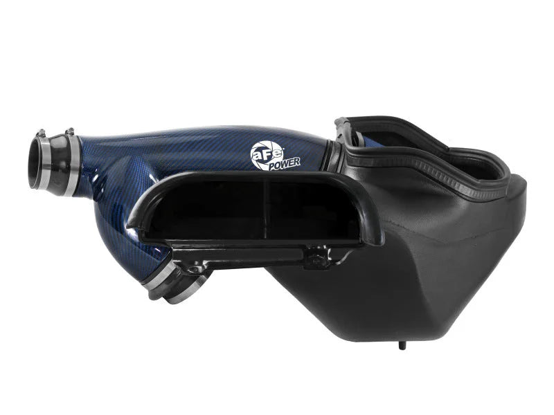 aFe 17-24 Ford F-150 Track Series Blue Kevlar Carbon Fiber C/A Intake System w/Black Pro 5R Filter - Back View