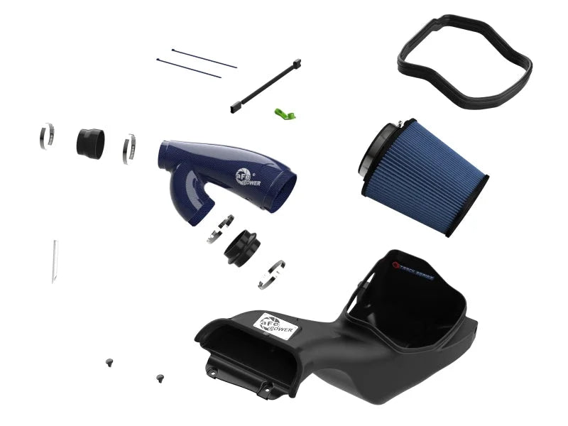 aFe 17-24 Ford F-150 Track Series Blue Kevlar Carbon Fiber C/A Intake System w/Black Pro 5R Filter - Additional View 7
