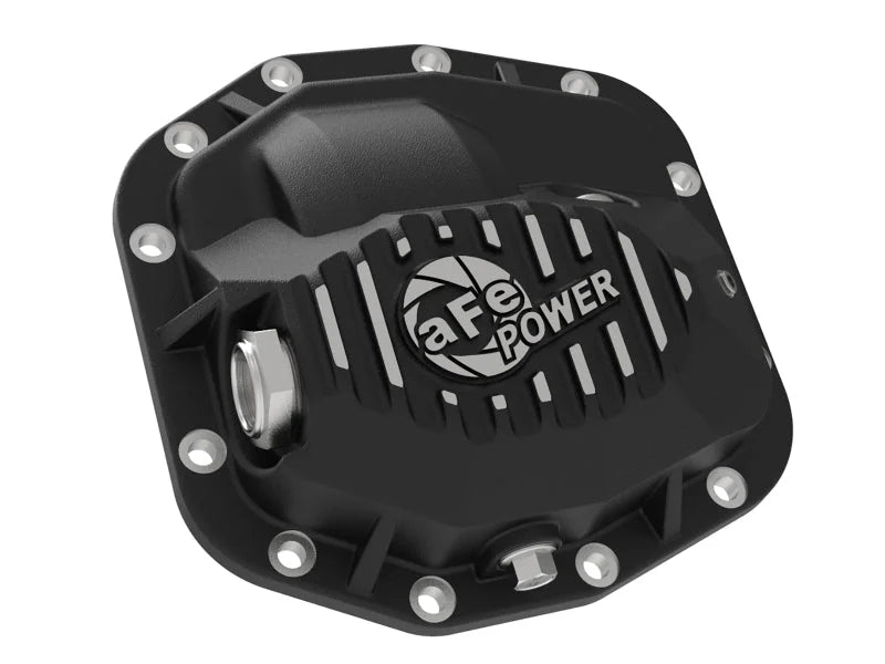 aFe 18-23 Jeep Wrangler JL Pro Series (Dana M186) Front Diff Cover w/ Oil - Black - Installation View