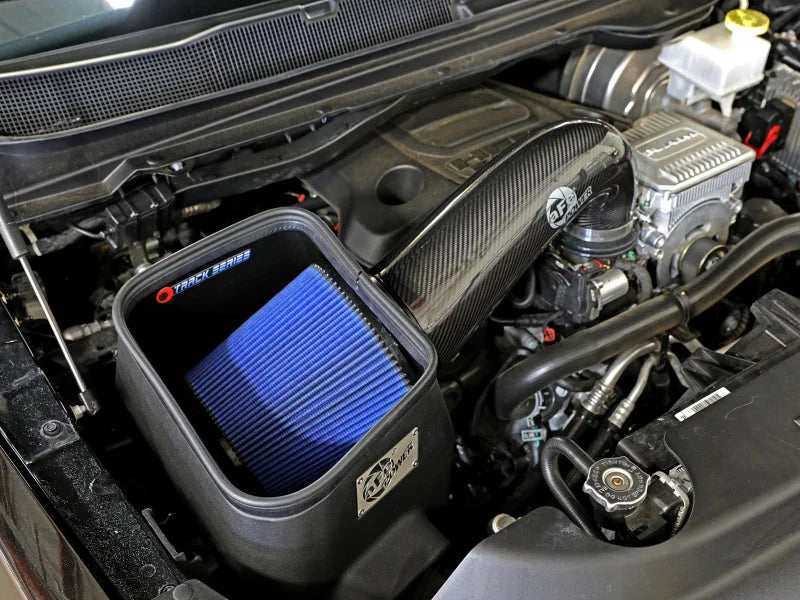 aFe 19-20 Dodge RAM 1500 5.7L Track Series Carbon Fiber Cold Air Intake System w/Pro 5R Filter - Side View