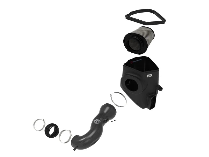 aFe 19-21 GM Trucks 5.3L/6.2L Track Series Carbon Fiber Cold Air Intake System W/ Pro Dry S Filters - Back View