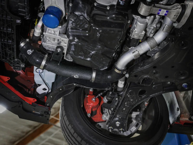 aFe 19-22 Hyundai Veloster N L4 2.0L (t) BladeRunner 2-1/2in Aluminum Hot Charge Pipe - Black - Side View