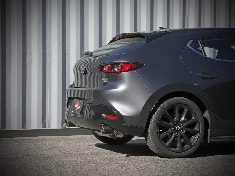 aFe 19-22 Mazda 3 L4 2.5L Takeda 3in to 2-1/2in 304 SS Axle-Back Exhaust w/ Carbon Fiber Tip - Installation View