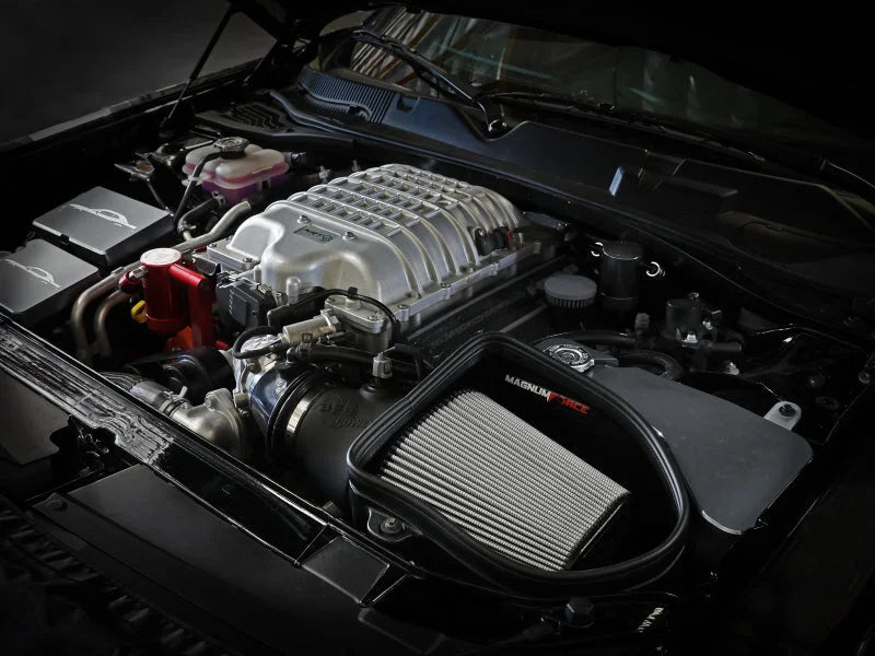 aFe 19-23 Dodge Challenger Hellcat V8-6.2L Magnum FORCE Stage2 Cold Air Intake System w/Pro DRY S - Side View