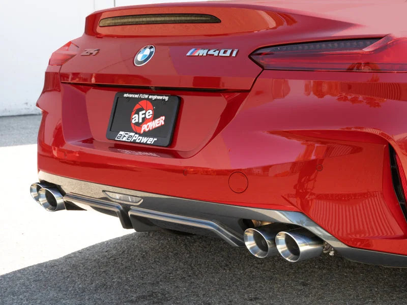 aFe 19-24 BMW Z4 M40i (G29) L6-3.0L (t) B58 MACH Force-Xp 3in to 2-1/2in SS CB Exhaust - Polished - Back View