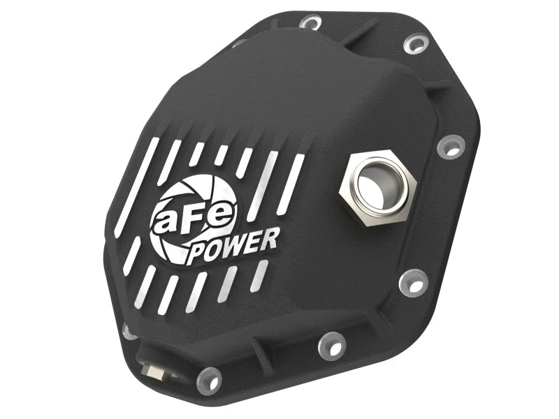 aFe 19-25 GM Trucks Front Diff Cover - Black w/ Machined Fins - Main Product View