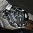 Load image into Gallery viewer, aFe 19-25 GM Trucks Front Diff Cover - Black w/ Machined Fins - Back View