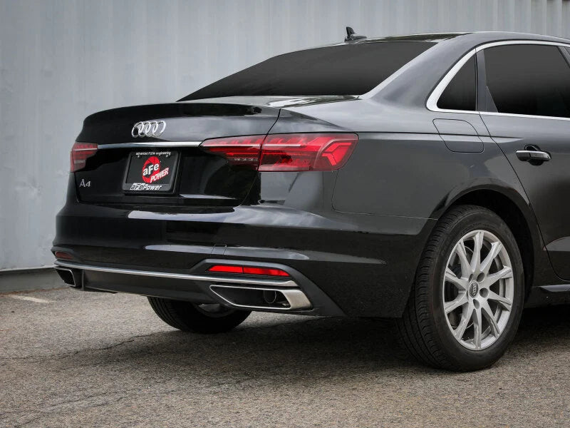 aFe 20-21 Audi A4 L4-2.0L (t) MACH Force-Xp 3in to 2-1/2in Stainless Steel Cat-Back Exhaust System - Back View