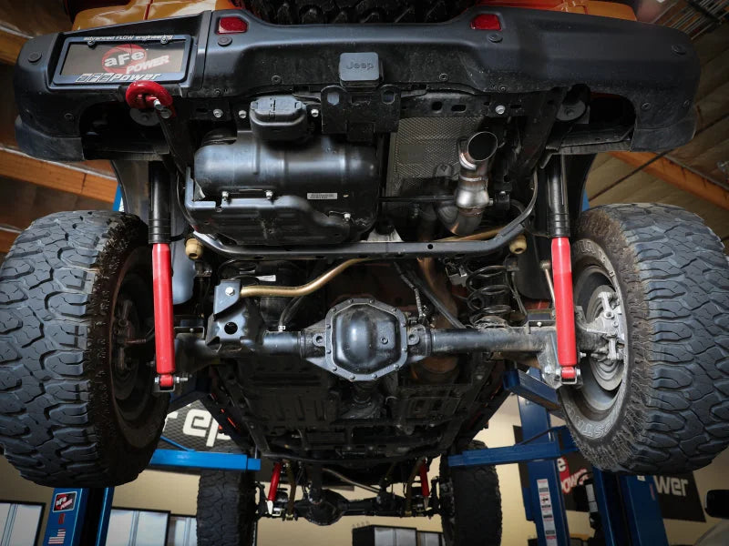 aFe 20-21 Jeep Wrangler (JL) Large Bore-HD 3 IN 304 Stainless Steel DPF-Back Hi-Tuck Exhaust System - Side View