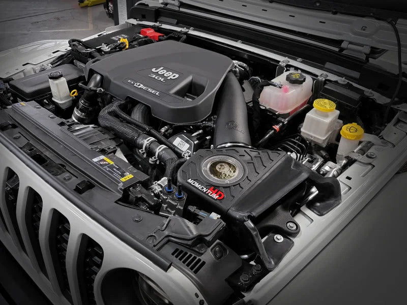 aFe 20-21 Jeep Wrangler (JL) V6-3.0L (td) Momentum HD Cold Air Intake System w/ Pro GUARD 7 Media - Side View