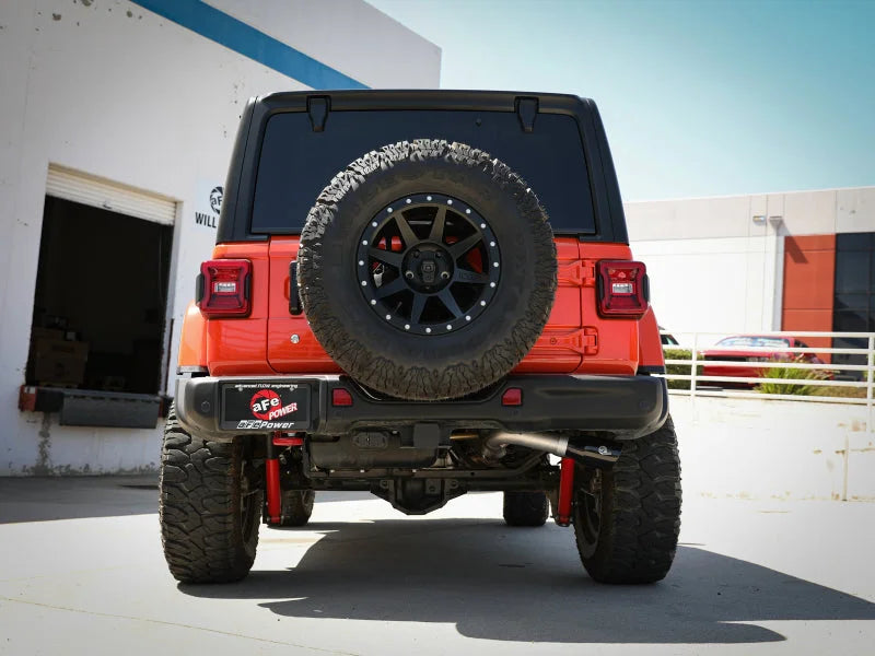 aFe 20-21 Jeep Wrangler Large Bore-HD 3in 304 Stainless Steel DPF-Back Exhaust System - Black Tip - Side View