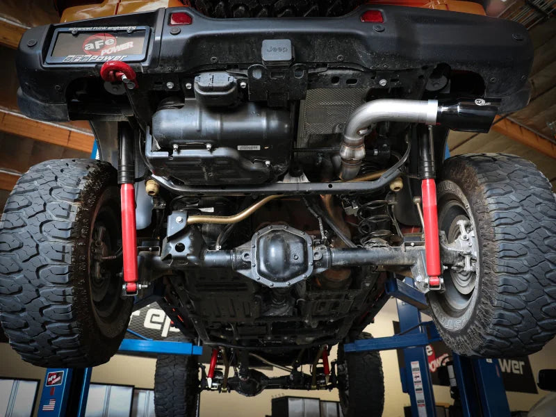 aFe 20-21 Jeep Wrangler Large Bore-HD 3in 304 Stainless Steel DPF-Back Exhaust System - Black Tip - Installation View
