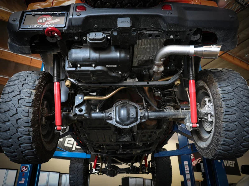 aFe 20-21 Jeep Wrangler Large Bore-HD 3in 304 Stainless Steel DPF-Back Exhaust System - Polished Tip - Installation View