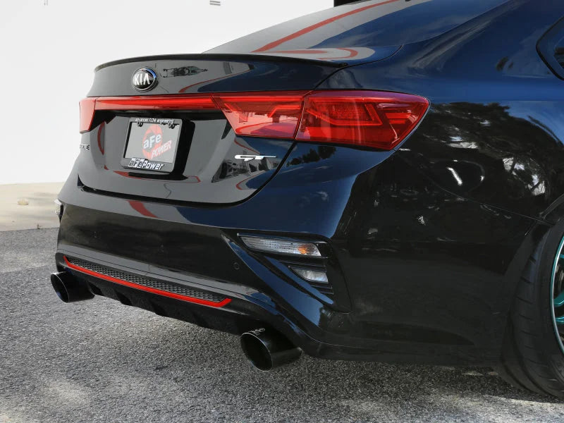 aFe 20-21 Kia Forte GT 1.6L 3in-2.5in 304 Stainless Steel Axle-Back Exhaust w/ Black Tips - Side View