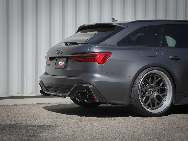 aFe 20-22 Audi RS6 Avant V8 4L (tt) MACH Force-Xp 3in to 2.5in 304 SS Cat-Back Exhaust w/ Black Tip - Side View