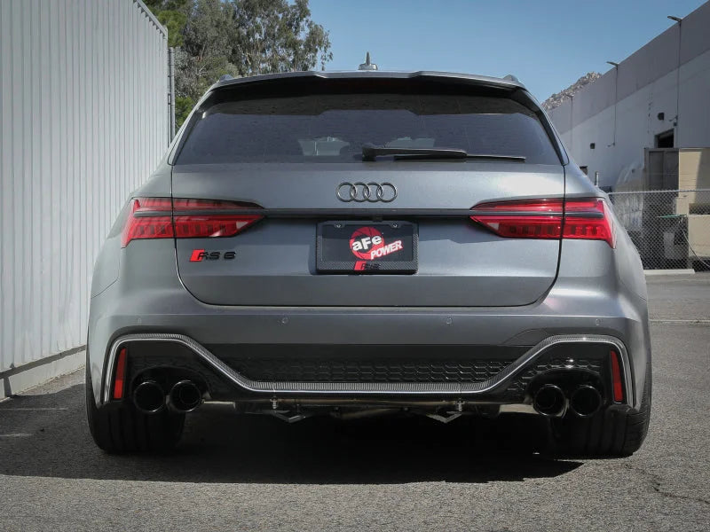 aFe 20-22 Audi RS6 Avant V8 4L (tt) MACH Force-Xp 3in to 2.5in 304 SS Cat-Back Exhaust w/ Black Tip - Installation View