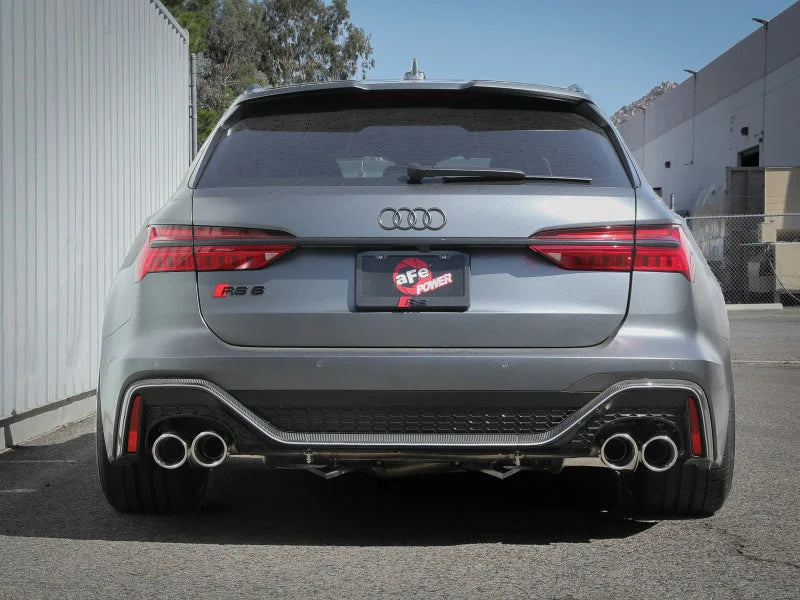 aFe 20-22 Audi RS6 Avant V8 4L(tt) MACH Force-Xp 3in to 2.5in 304 SS Cat-Back Exhaust w/Polished Tip - Back View