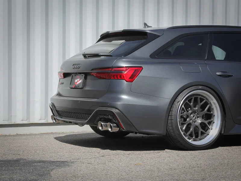 aFe 20-22 Audi RS6 Avant V8 4L(tt) MACH Force-Xp 3in to 2.5in 304 SS Cat-Back Exhaust w/Polished Tip - Installation View