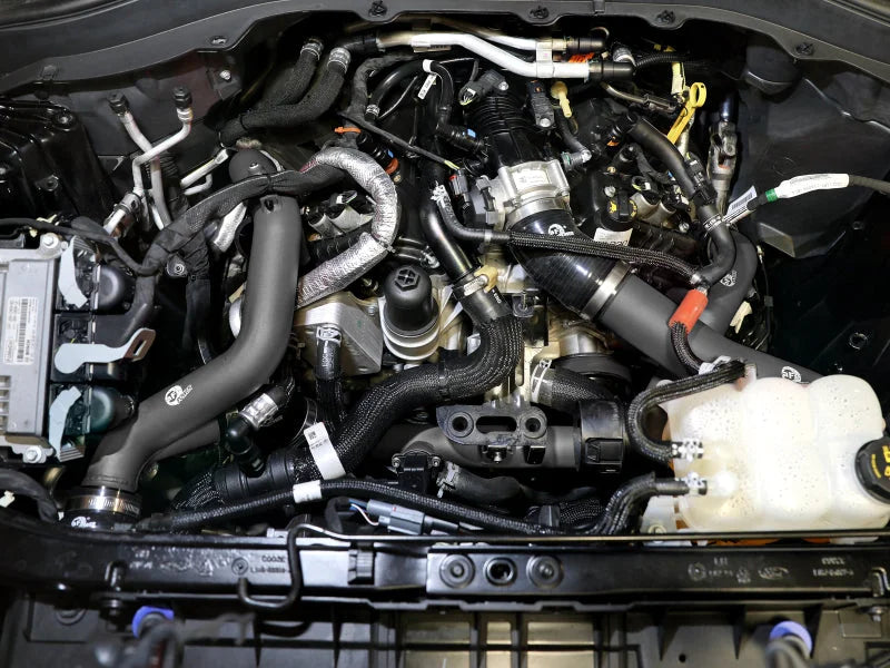 aFe 20-23 Ford Explorer ST V6 3.0L (tt) BladeRunner Aluminum Hot and Cold Charge Pipe Kit - Black - Side View