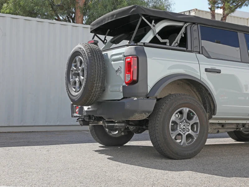 aFe 2021+ Ford Bronco L4-2.3L (t) / V6-2.7L (tt) Vulcan 3in. to 2.5in. SS Cat-Back - Carbon - Back View