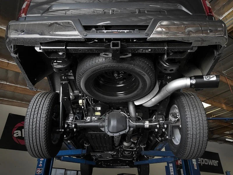 aFe 2021 Ford F-150 V6-3.0L (td) Large Bore 409 SS DPF-Back Exhaust System - Side View