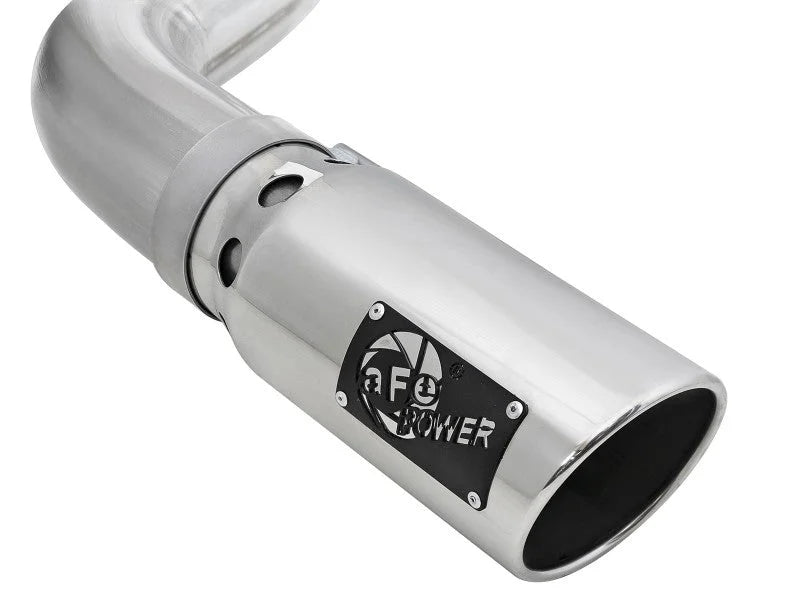 aFe 2021 Ford F-150 V6-3.0L (td) Large Bore 409 SS DPF-Back Exhaust System w/ Polished Tip - Back View