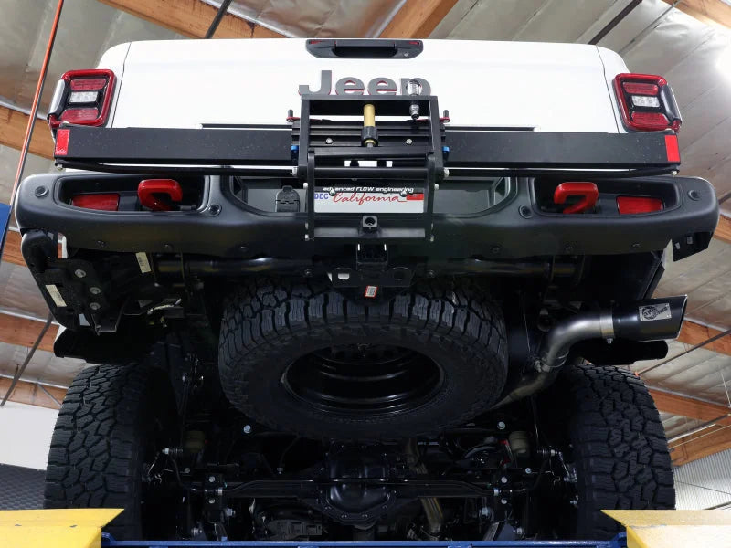 aFe 2021+ Jeep Gladiator V6-3.0L (td) Vulcan Series 3in 304 SS DPF-Back Exhaust System - Black Tip - Side View