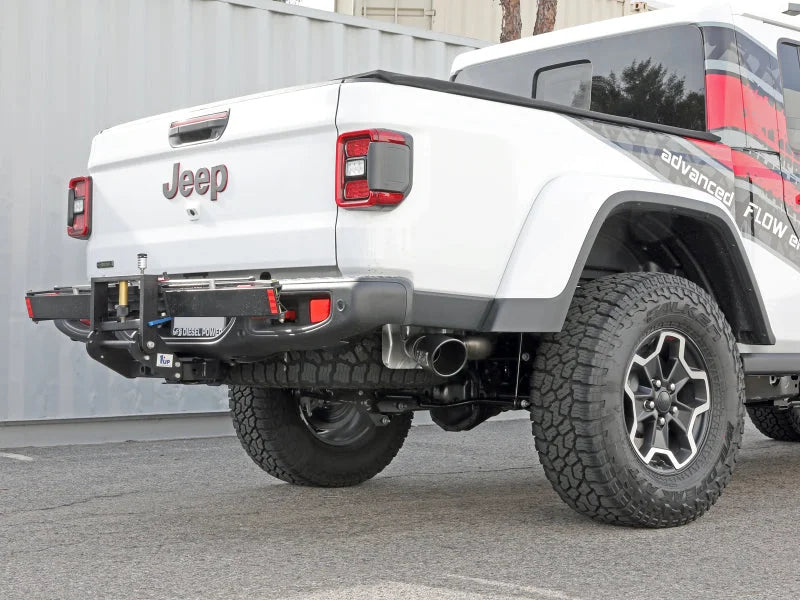 aFe 2021+ Jeep Gladiator V6-3.0L (td) Vulcan Series 3in 304 SS DPF-Back Exhaust System - Black Tip - Installation View