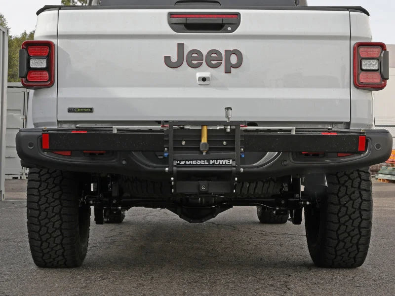 aFe 2021+ Jeep Gladiator V6-3.0L (td) Vulcan Series 3in 304SS HT DPF-Back Exhaust System - Black Tip - Back View
