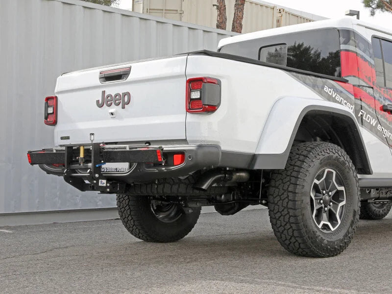 aFe 2021+ Jeep Gladiator V6-3.0L (td) Vulcan Series 3in 304SS HT DPF-Back Exhaust System - Black Tip - Installation View