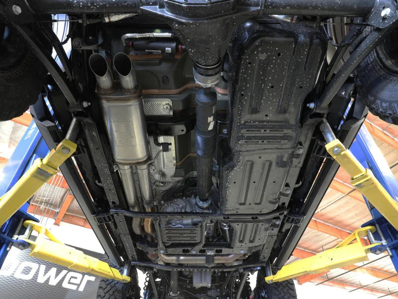 aFe 2021+ Jeep Wrangler JL (392 V8-6.4L) Rock Basher 3in. 304 Stainless Steel Cat-Back Exhaust - Side View