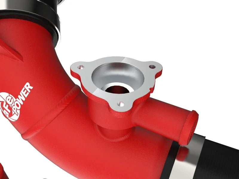 aFe 2022 Toyota Land Cruiser (J300) V6-3.5L (tt) BladeRunner 2.5in Aluminum Hot Charge Pipe - Red - Installation View