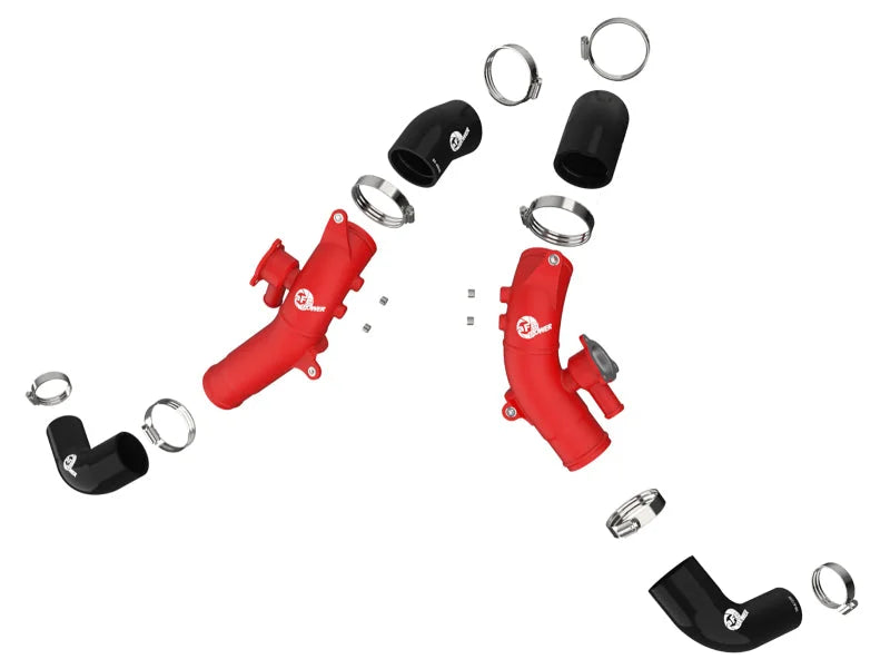 aFe 2022 Toyota Land Cruiser (J300) V6-3.5L (tt) BladeRunner 2.5in Aluminum Hot Charge Pipe - Red - Additional View 8