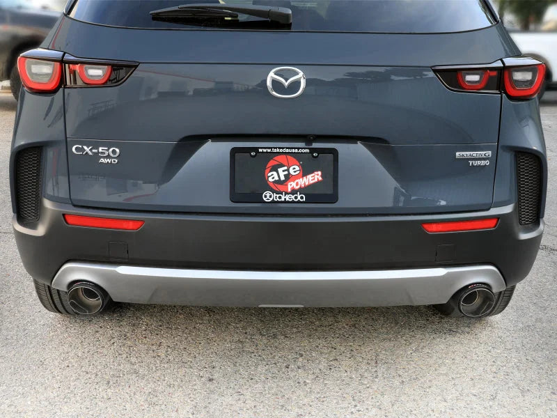 aFe 2023+ Mazda CX-50 Takeda 2.5in 304 SS Axle-Back Exhaust System w/ Carbon Fiber Tips - Side View