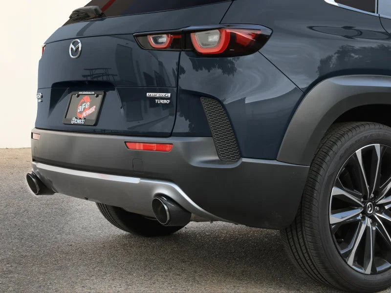 aFe 2023+ Mazda CX-50 Takeda 2.5in 304 SS Axle-Back Exhaust System w/ Carbon Fiber Tips - Back View
