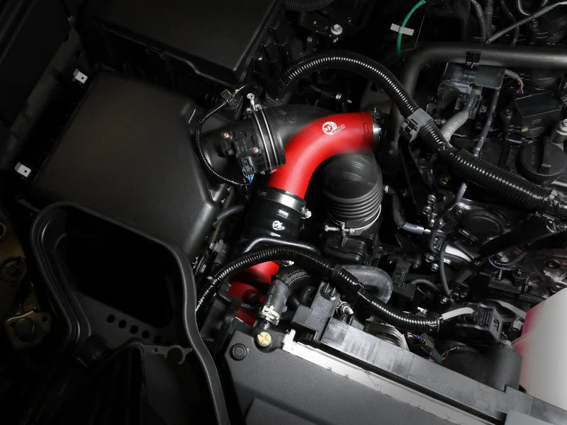 aFe 2024+ Toyota Tacoma BladeRunner  2.5in & 3in Aluminum Hot & Cold Charge Pipe Kit - Red - Side View