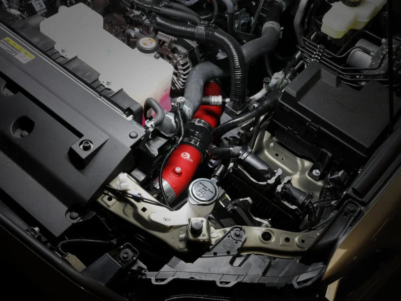 aFe 2024+ Toyota Tacoma BladeRunner  2.5in & 3in Aluminum Hot & Cold Charge Pipe Kit - Red - Back View