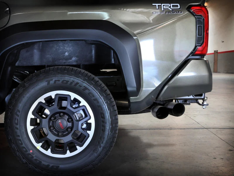 aFe 2024 Toyota Tacoma L4 2.4L Vulcan Series 2.5-3in 304 SS Steel Cat-Back Exhaust w/Black Tips - Back View
