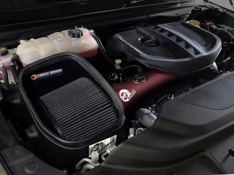 aFe 2025+ Dodge Ram 1500 RHO Track Series Red Kevlar Cold Air Intake System w/ Blk Pro 5R Filter - Side View