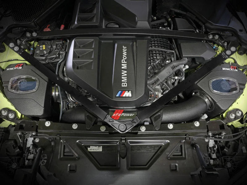 aFe 21-22 BMW M3/M4 (G80/82/83)L6-3.0L (tt) S58 Momentum GT Cold Air Intake System w/ Pro 5R Filters - Side View